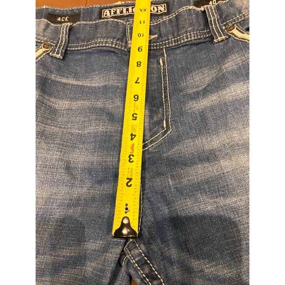 Affliction Black Premium Ace Jeans Mens 40 Blue Washed Denim Straight Leg Biker - Picture 7 of 9